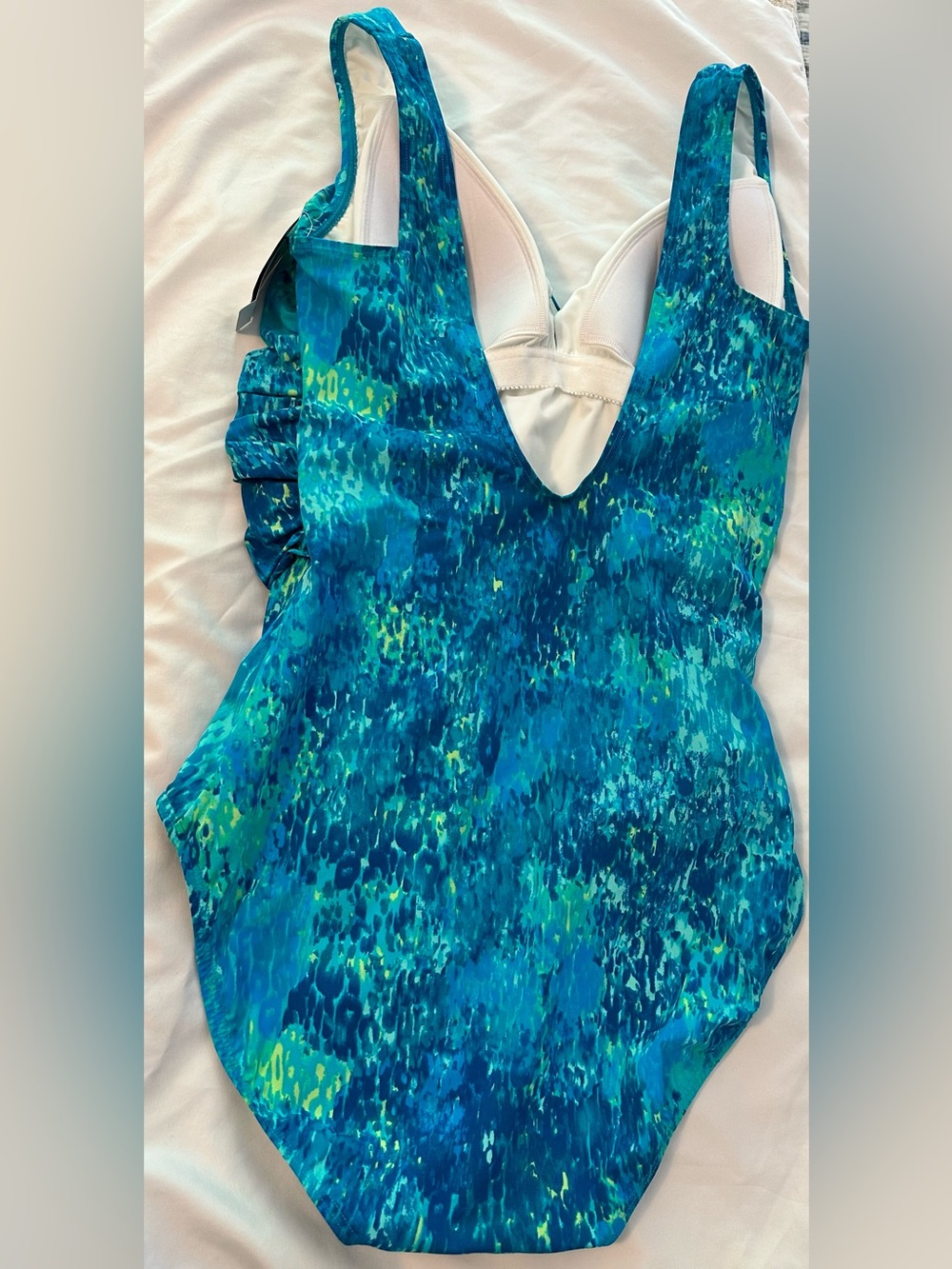 L.L. Bean Turquoise and Teal Patterned One-Piece Swimsuit - Picture 9 of 15